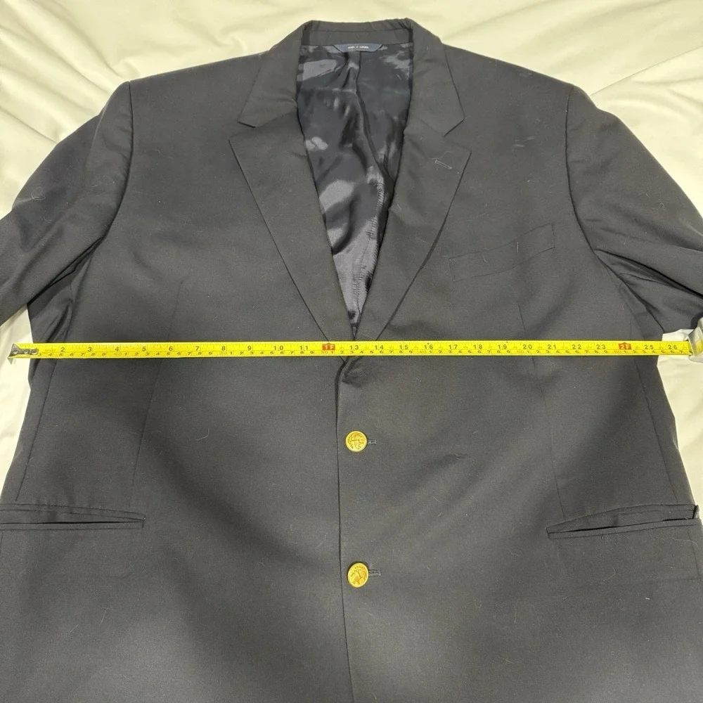 Brooks Brothers Men Blazer Jacket 52L Brooksease Loro Piana Navy Gold Buttons